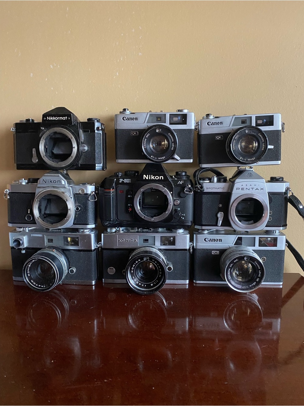9 Vintage Film cameras and lenses Nikon, Pentax, Canon
